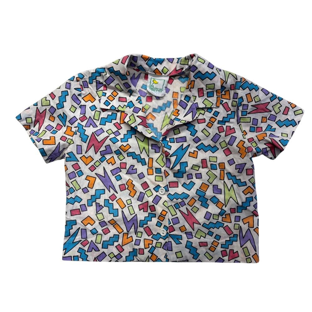 Vintage Kids 2T Shirt Colorful Summer Made USA 90s Saved by the Bell Abstract